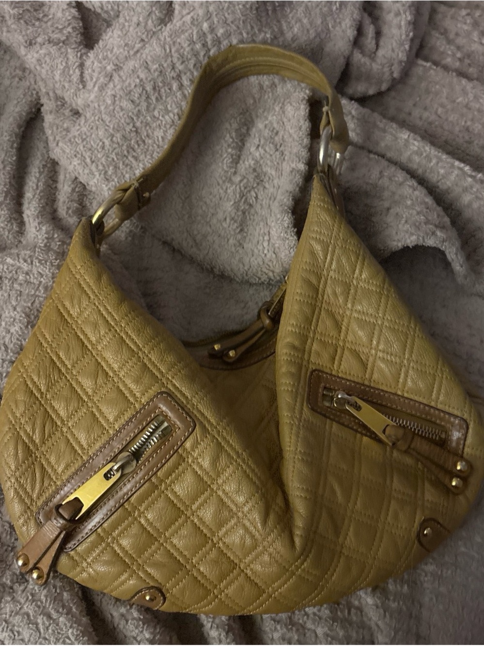 Marc Jacob Quilted Yellow Hobo Shoulder Bag
